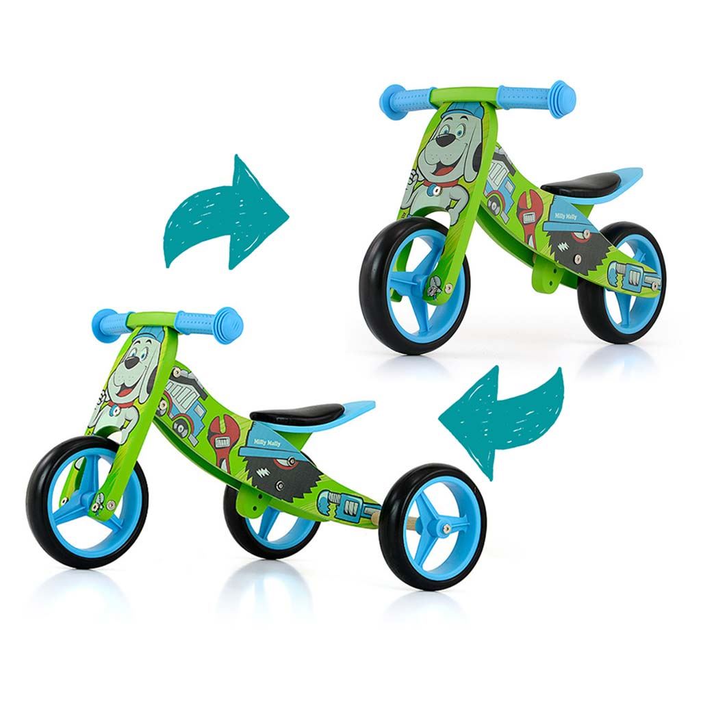 Bicicletă multifuncțională din lemn pentru copii Milly Mally Jake