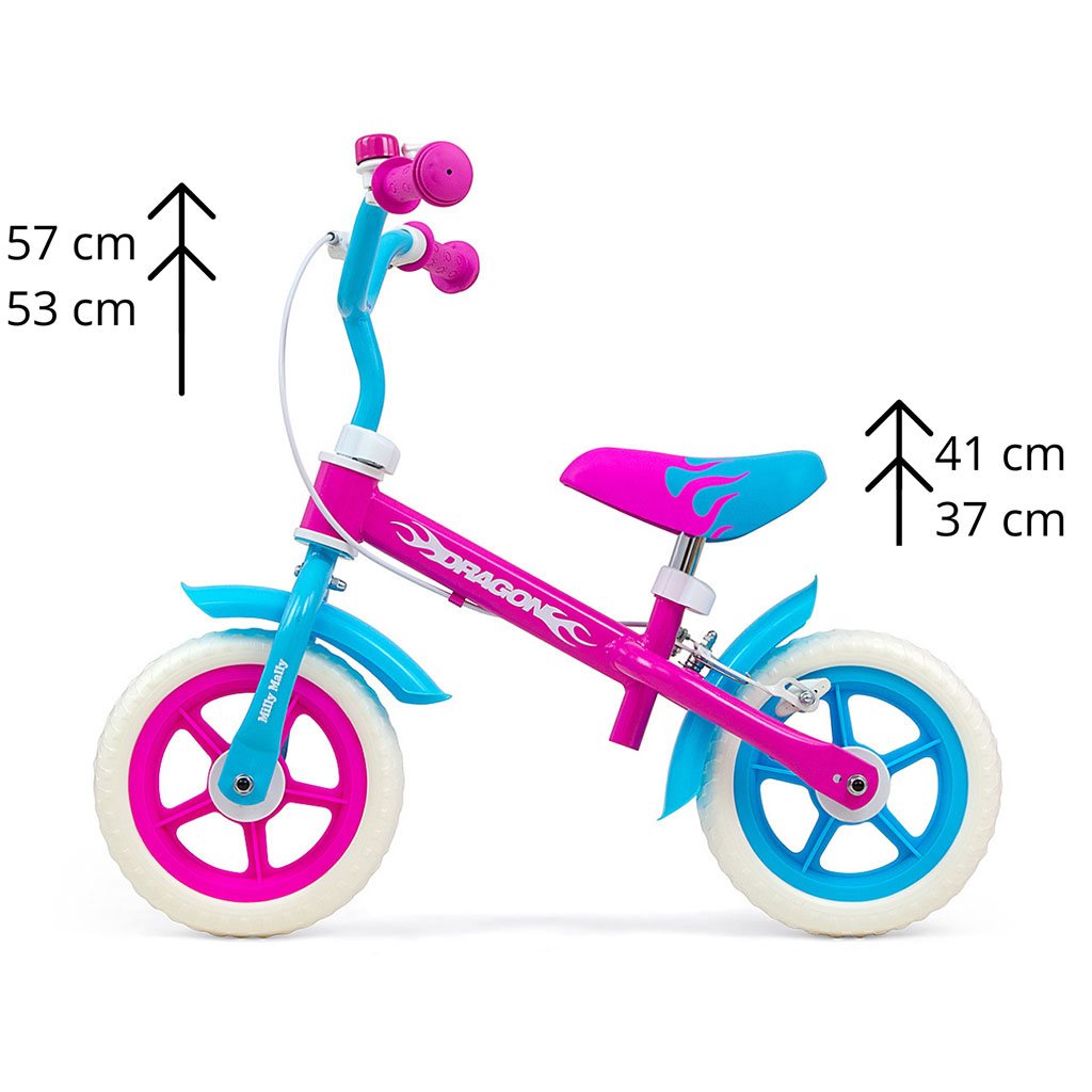 Bicicleta fără pedale pentru copii cu sistem de frânare Milly Mally Dragon Candy