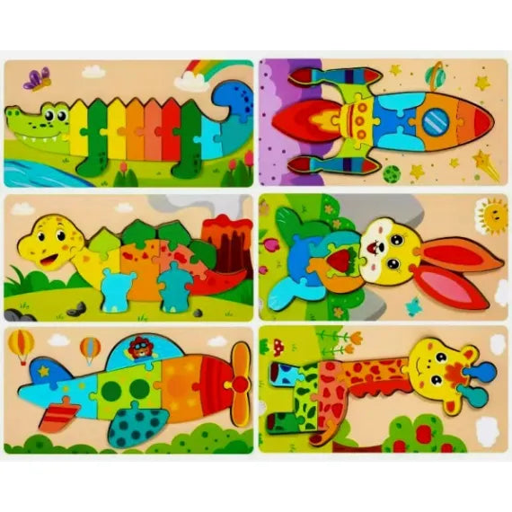 Puzzle din lemn masiv numerotat