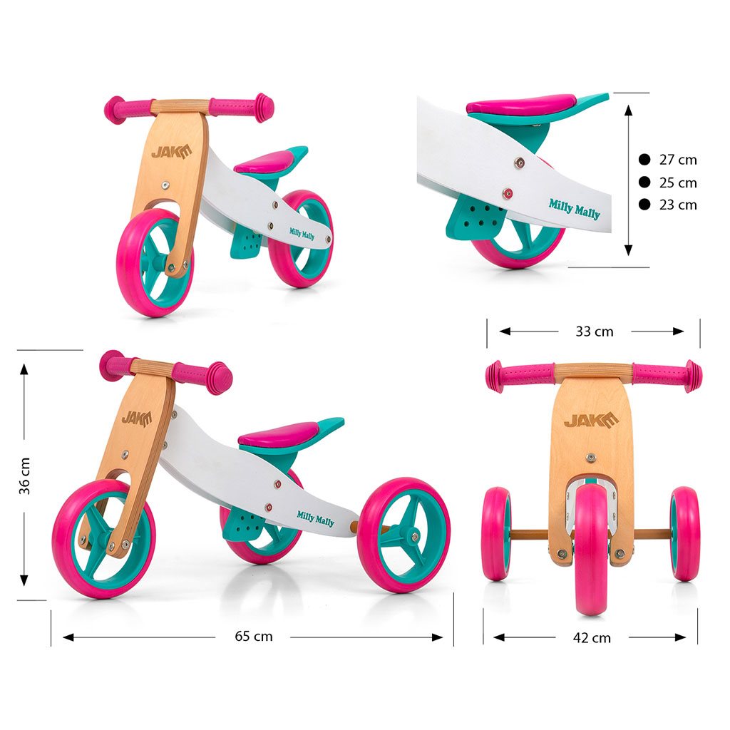 Bicicletă multifuncțională din lemn pentru copii Milly Mally Jake