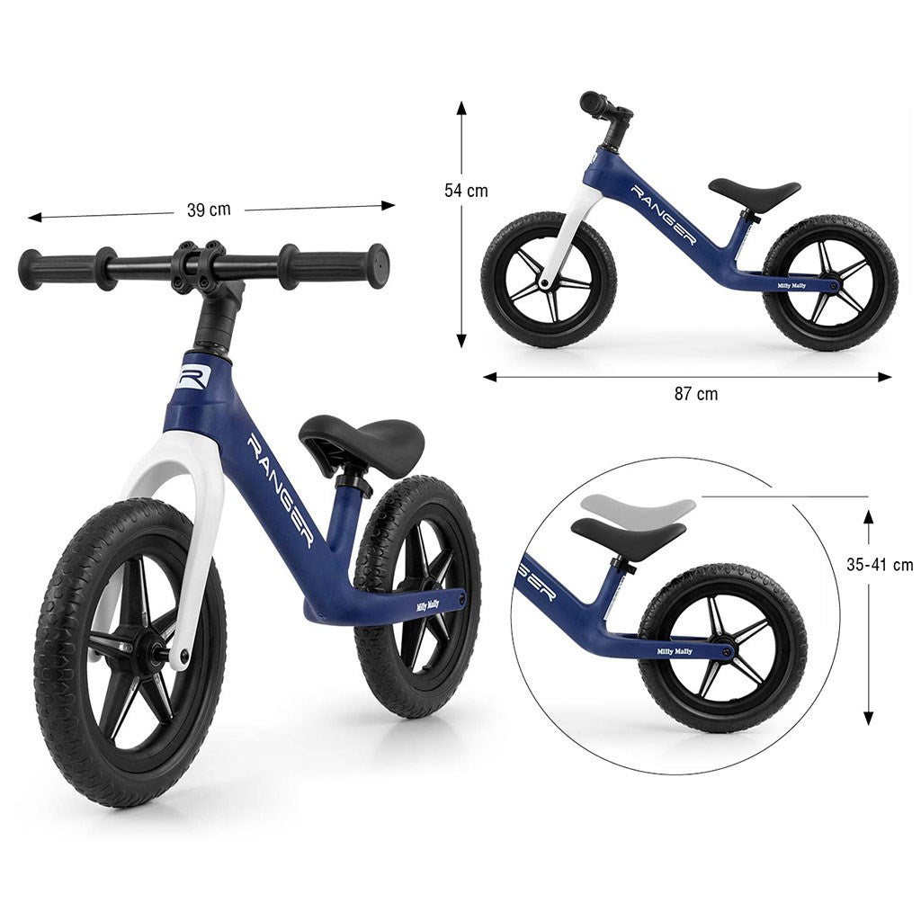 Bicicletă fără pedale Milly Mally Ranger Flash Navy