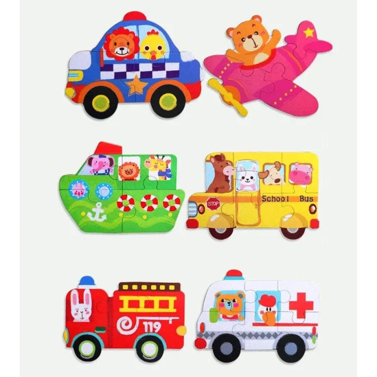 6 Puzzle-uri cu Piese Mari in Caseta Metalica – Masini (PUZZLE IN CUTIE METALICA)