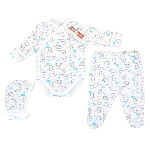 Body tip pieptar cu mănuși, pantalonași cu botoșei și căciuliță (bumbac 100%)