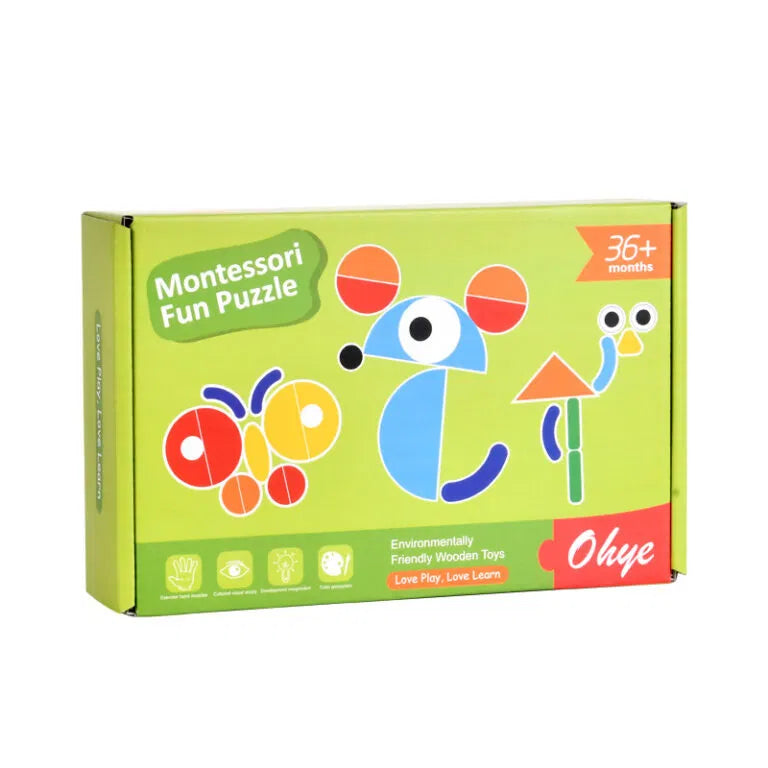 Tangram Montessori din lemn – 39 de piese