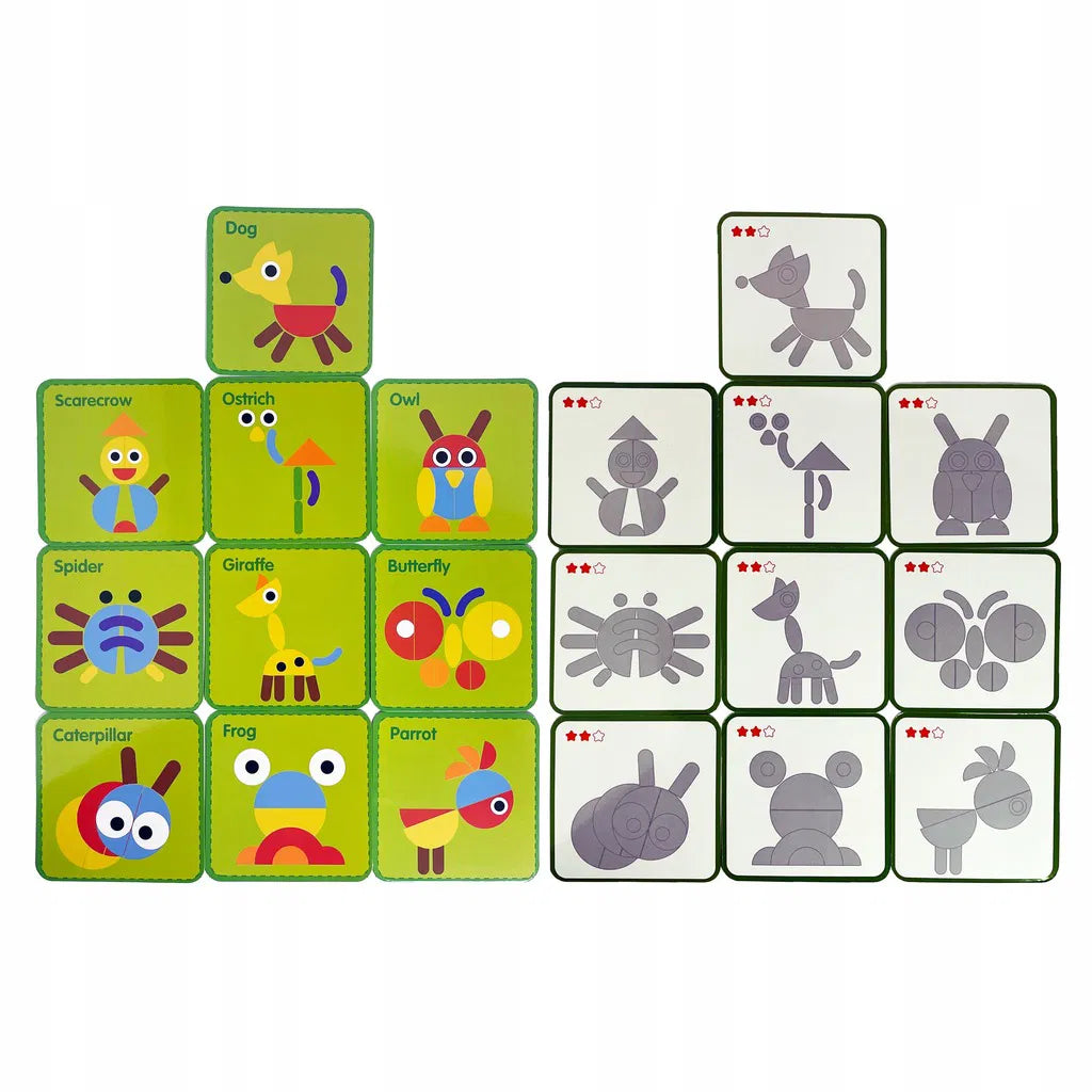 Tangram Montessori din lemn – 39 de piese