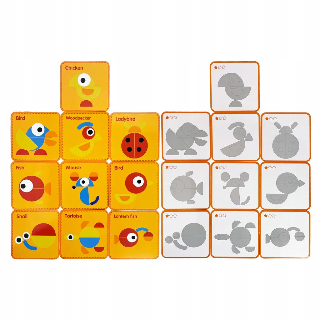 Tangram Montessori din lemn – 39 de piese