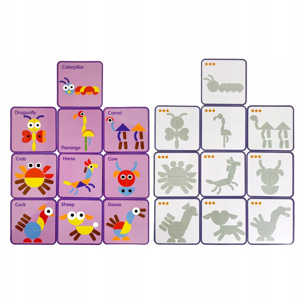 Tangram Montessori din lemn – 39 de piese