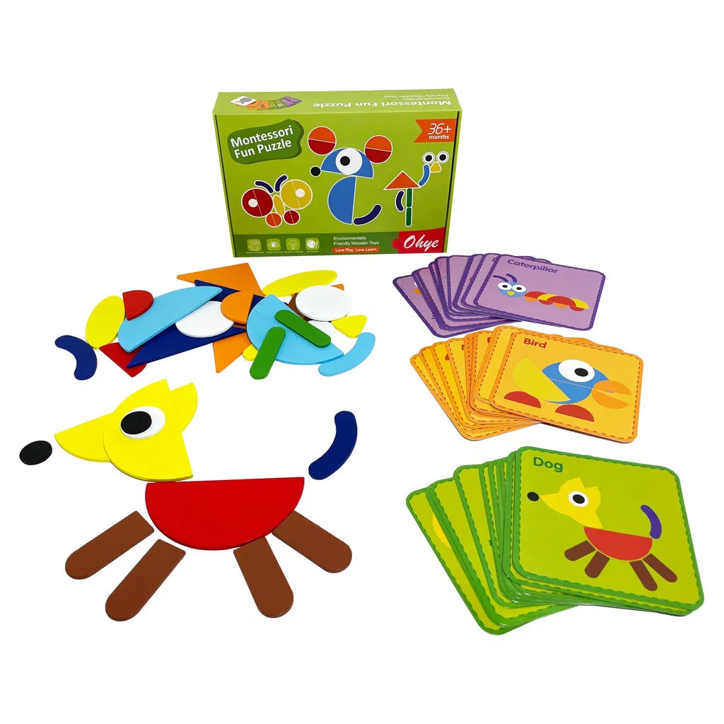 Tangram Montessori din lemn – 39 de piese