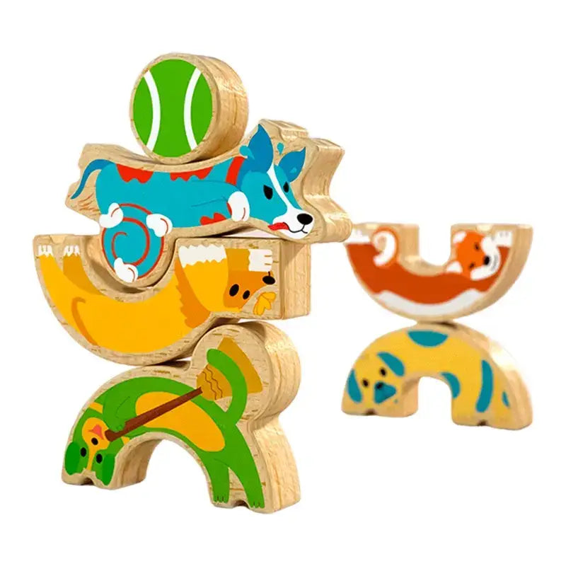 Stivuim Catelusii Joc Lemn de Echilibru si Dexteritate