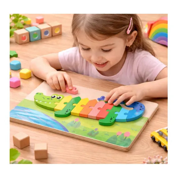 Puzzle din lemn masiv numerotat