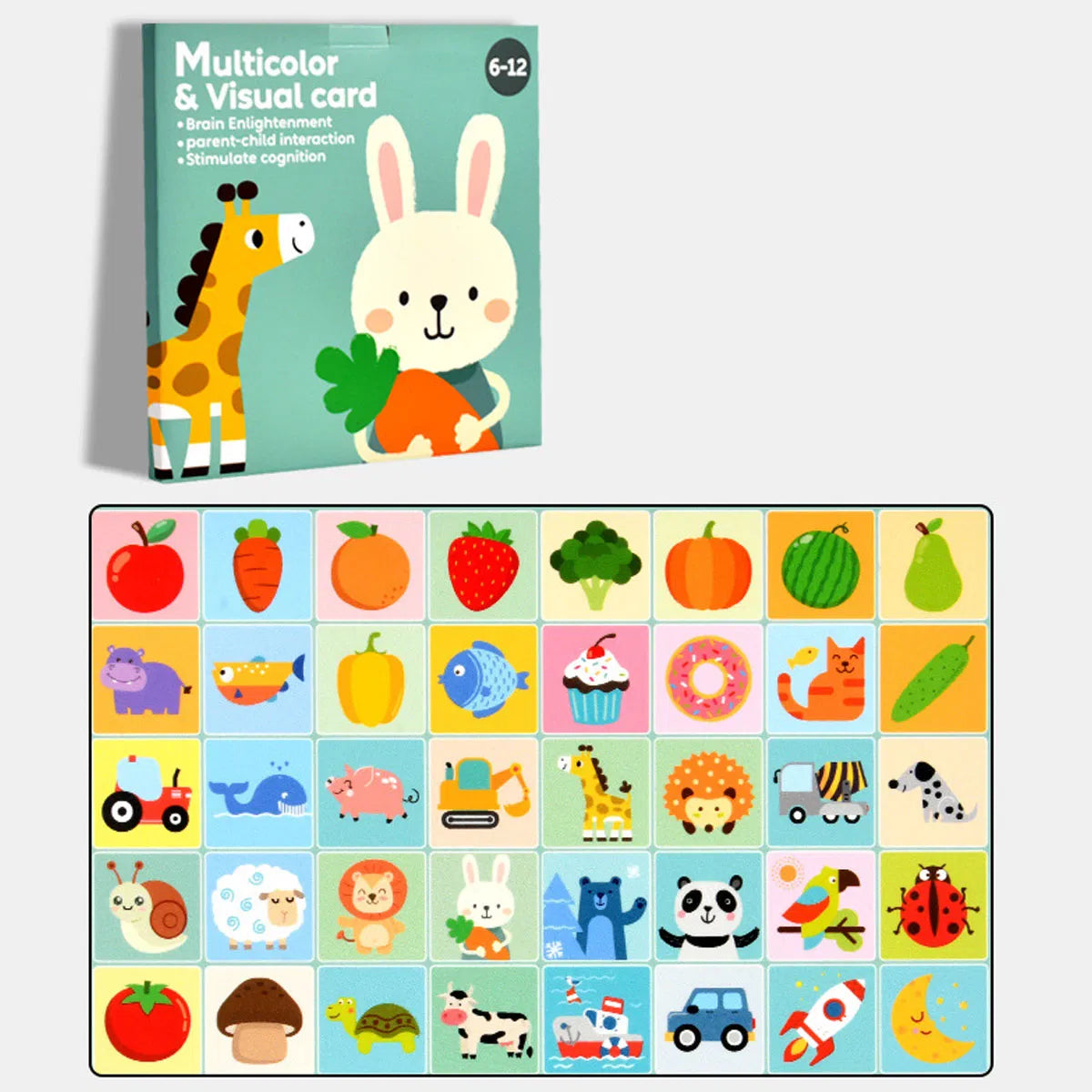 Set 20 Carduri pentru stimulare vizuală, 40 imagini multicolore, 6 – 12 luni