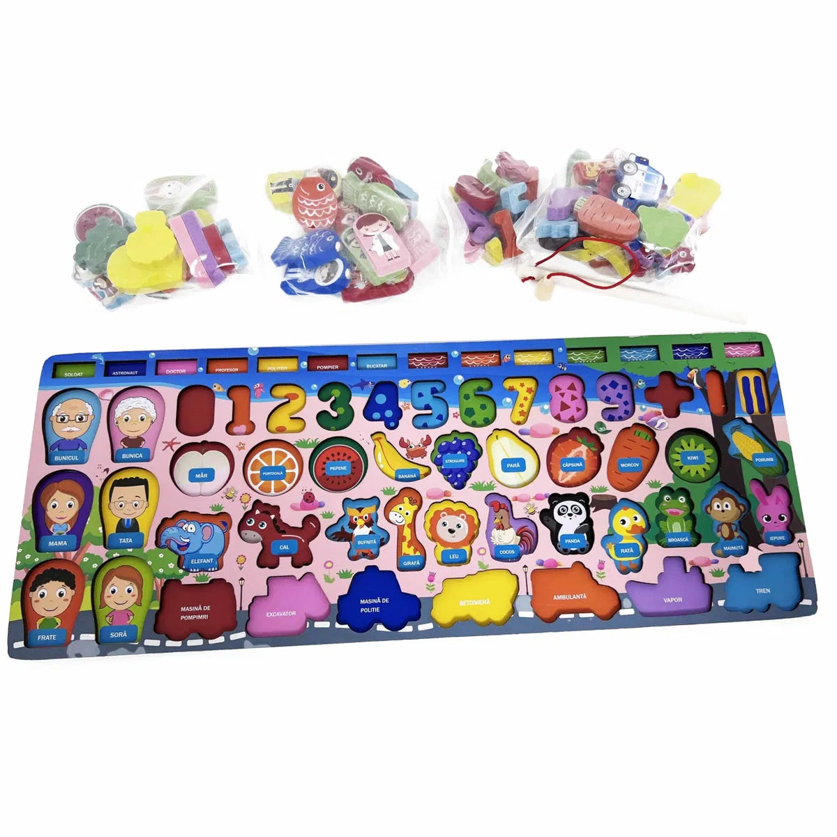 Jucarie educativa din lemn – Placa logaritmica 7 in 1