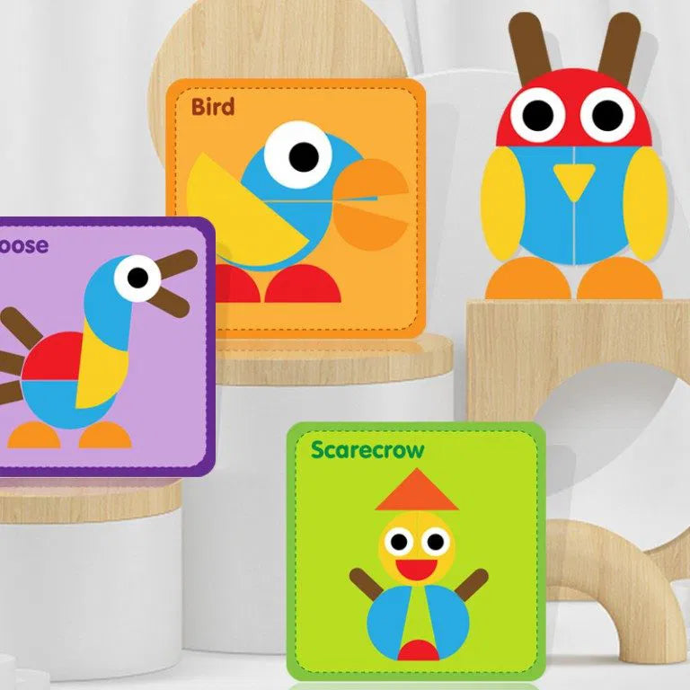 Tangram Montessori din lemn – 39 de piese