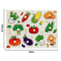 Puzzle legume din lemn cu mâner