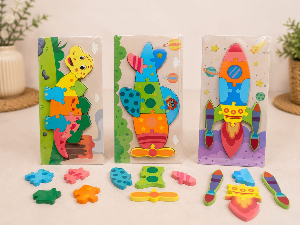 Puzzle din lemn masiv numerotat