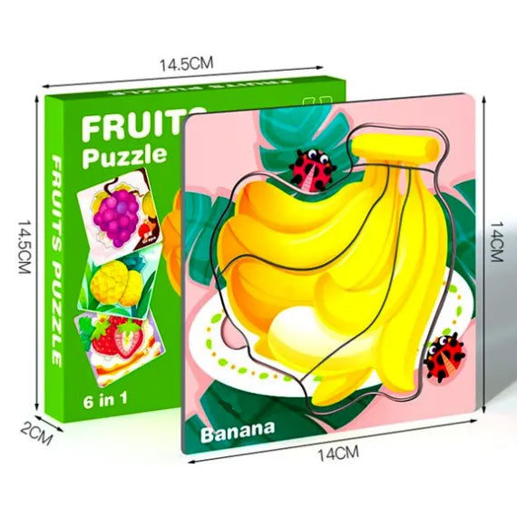 Puzzle din carton „Fructe” – 6 în 1